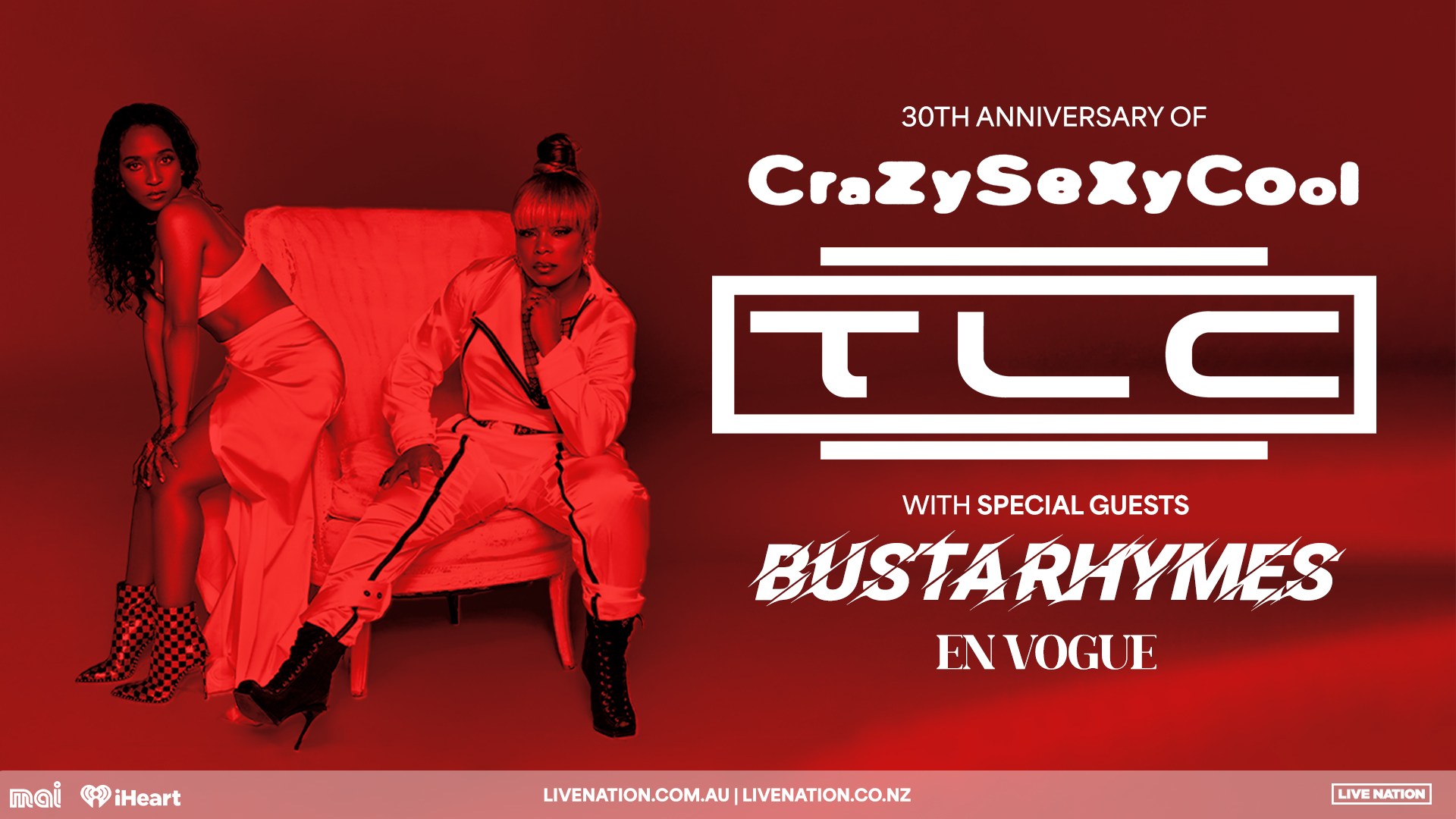 TLC Announce 2024 30th Anniversary of ‘CrazySexyCool’ Tour in Australia and New Zealand with Busta Rhymes and En Vogue